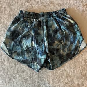 Lululemon hottie hot shorts, size 4 tall in blue/green print